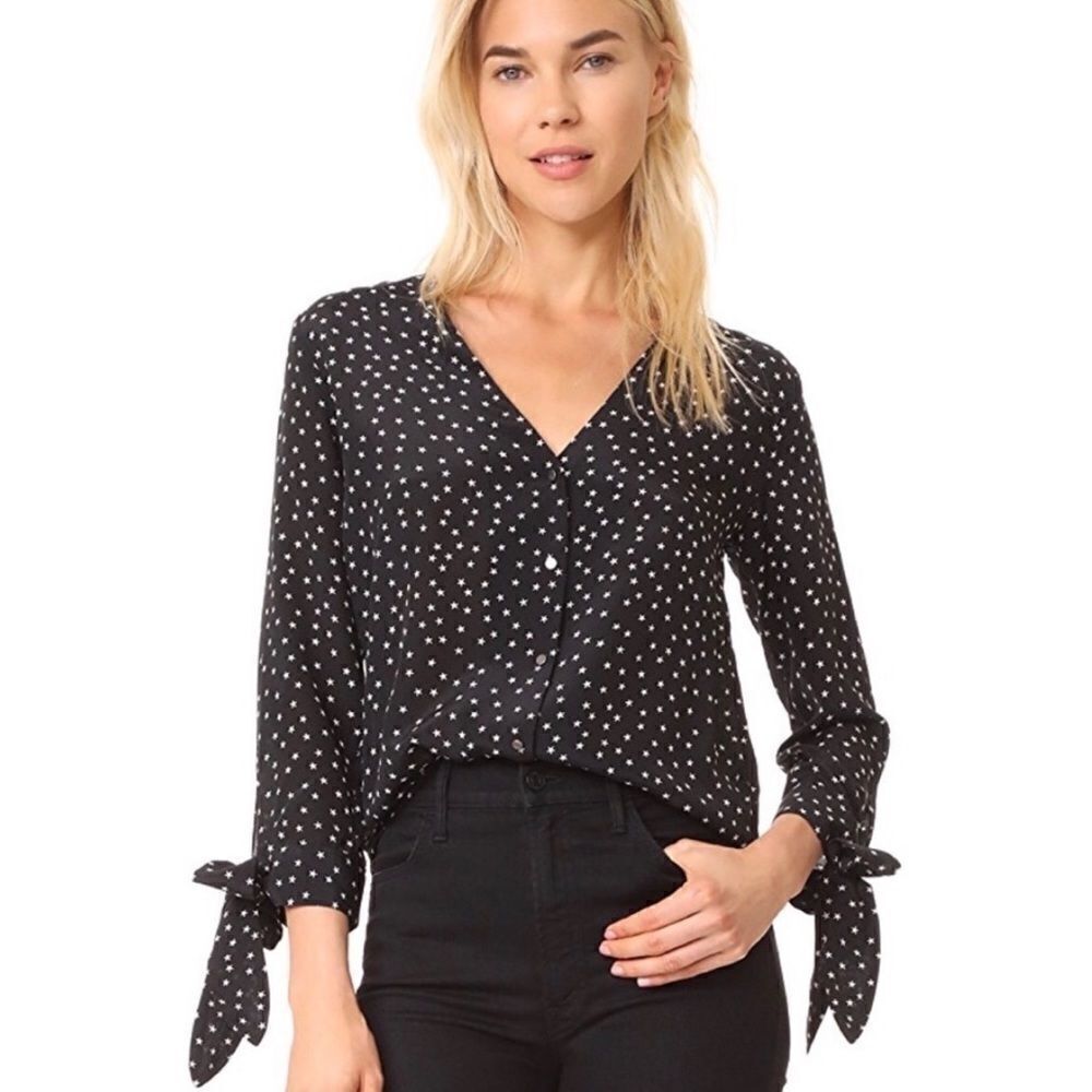 Madewell Silk Star Scatter Tie Sleeve blouse